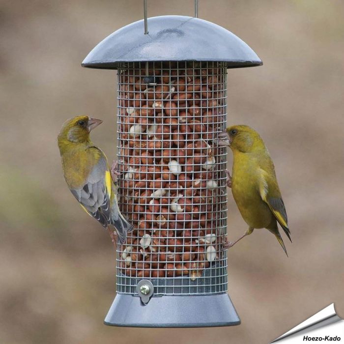 Metall-Futtersäule zum füttern von Gartenvögel - Mit Maschendraht - www.hoezo-kado.de