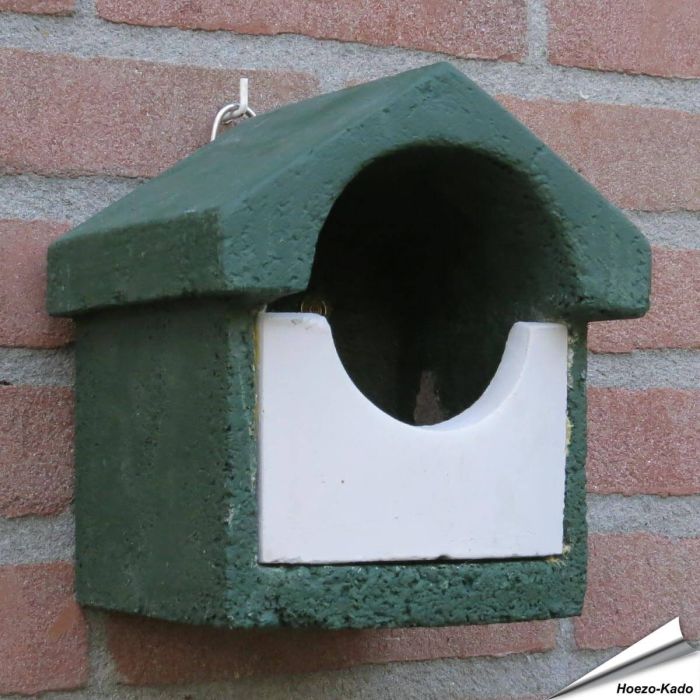 Holzbeton Nistkasten MiniFlush - Halbhöhlenbrüter (grün)