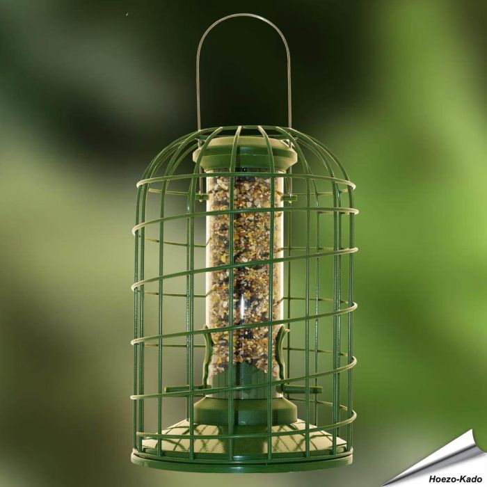 Kunststoff-Futtersäule mit Schutzkäfig für Samen (klein)
