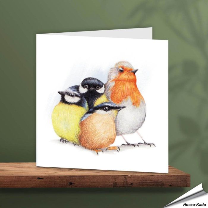 Grußkarte - Mit Vogelmotiven - Von Hand gezeichnet - www.hoezo-kado.de